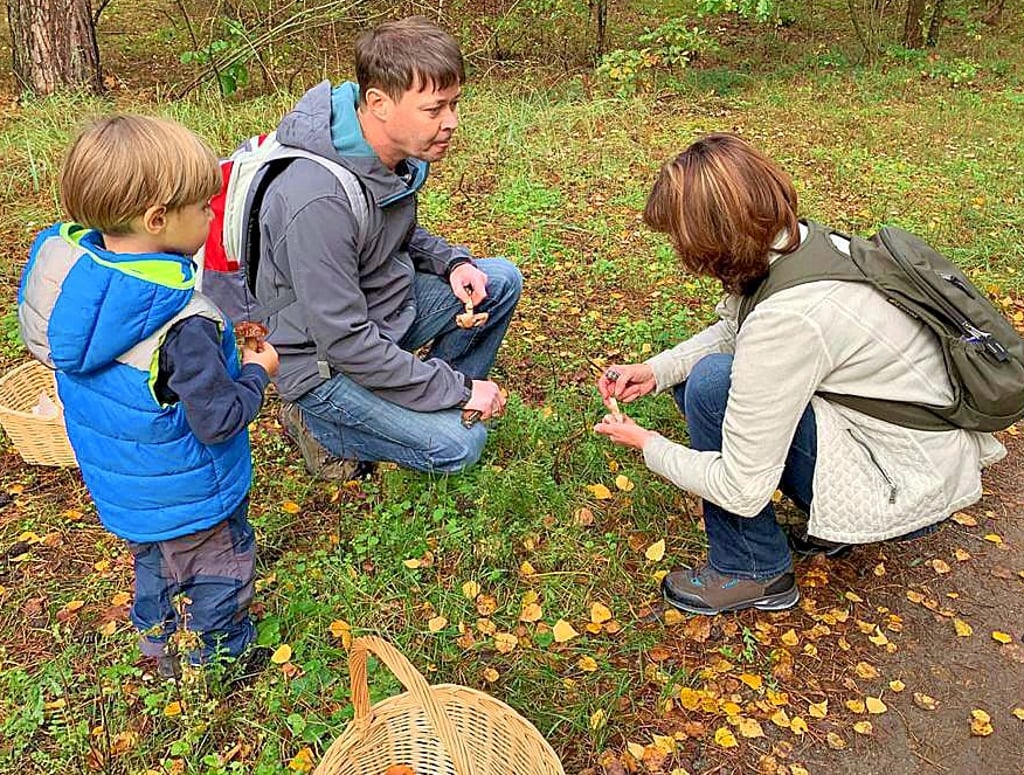 PilzberaterJens Hoffmann aus Osterweddingen während einer Pilzwanderung mit Bekannten in der Nähe von Güsen.