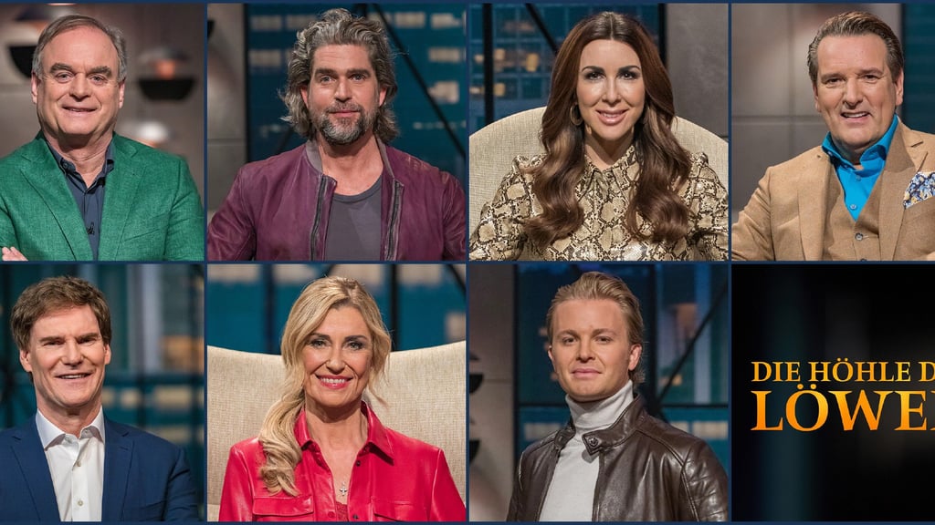 V.l.: (oben) Dr. Georg Kofler, Nils Glagau, Judith Williams, Ralf Dümmel, (unten) Carsten Maschmeyer, Dagmar Wöhrl und Nico Rosberg. <br><br>