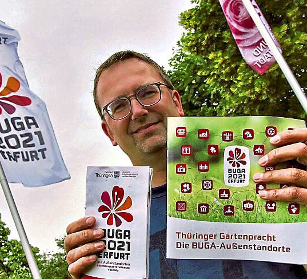 Marketingchef Heiko Leßmann warb für die Buga und damit fürs Rosarium.