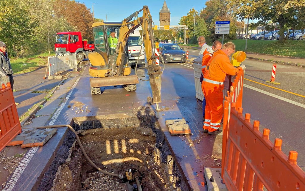 Beschädigte Trinkwasserleitung in Merseburg