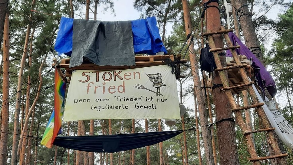 Waldbesetzer haben bei Storbeck nahe Osterburg in einem Waldstück ein neues Protestcamp gegen den Ausbau der A14 eingerichtet.