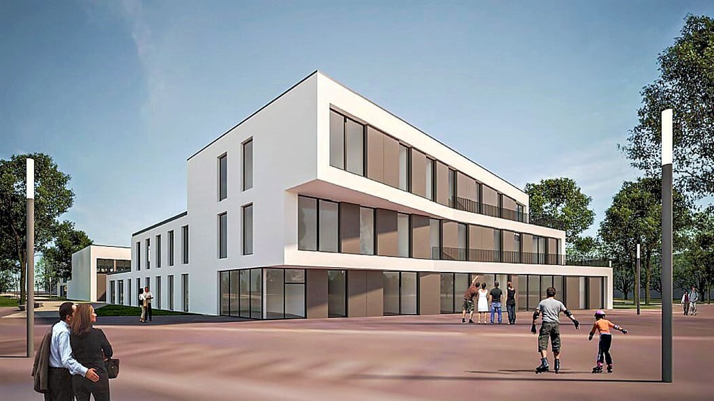 Der Entwurf für das neue Sportzentrum kommt von den Architekten „Duong & Schrade“. Es soll sowohl für den Leistungs- als auch den Amateursport genutzt werden können.