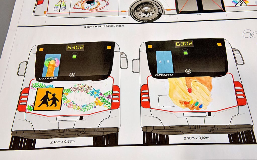 Den Teilnehmern standen spezielle Vorlagen zur Verfügung. Denn mit den kreativen Ideen werden drei Linienbusse der PVH gestaltet.