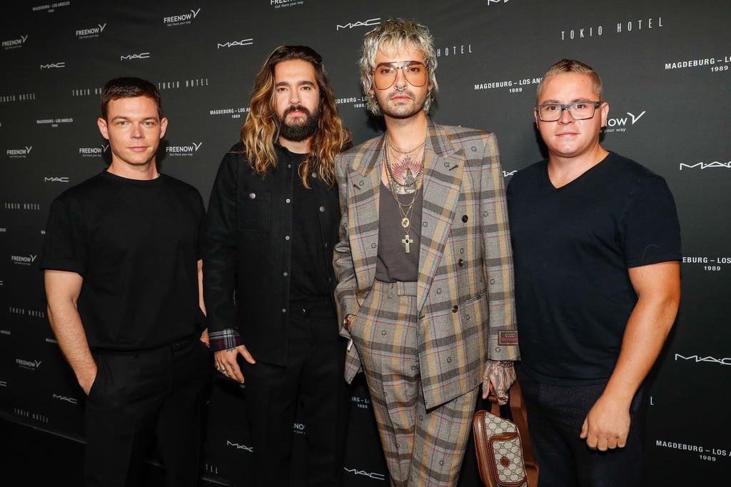 Georg Listing (l-r), Tom Kaulitz, Bill Kaulitz und Gustav Schäfer kommen zum Tokio Hotel-Event in Berlin.