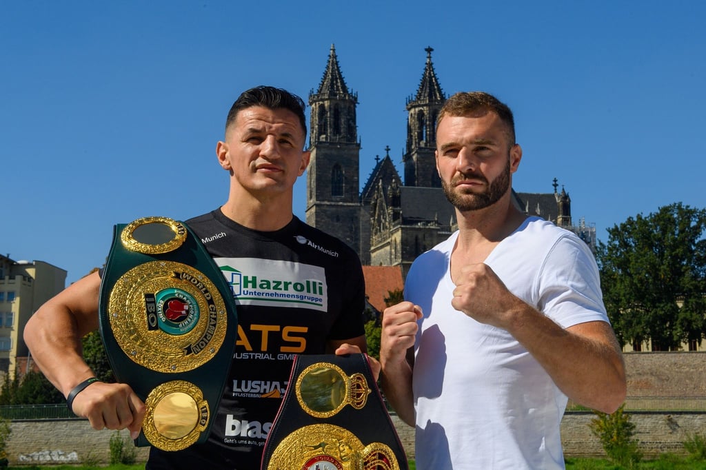 Robin Krasniqi (l) und Dominic Bösel treffen in einem Remtach um die Weltmeisterschaft in Magdeburg wieder aufeinander.