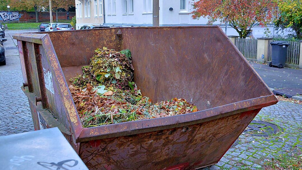 An 68 Stellen in der Kernstadt Stendal, hier in der Prinzenstraße nahe der Uchte, wurden Container fürs Laub aufgestellt.