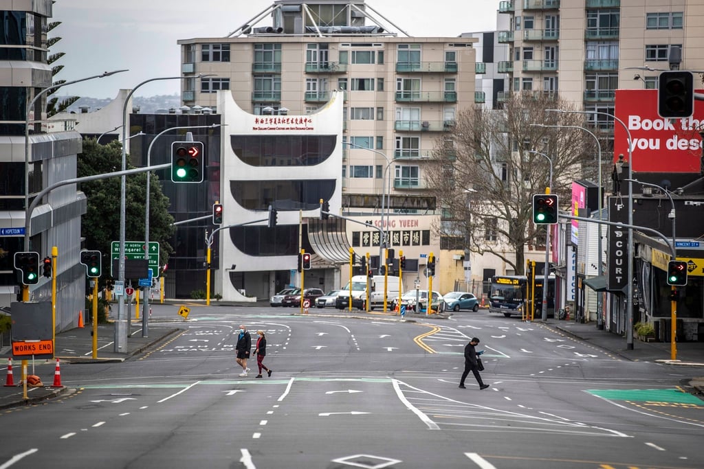 Fast menschenleer ist das zentrale Geschäftsviertel von Auckland.