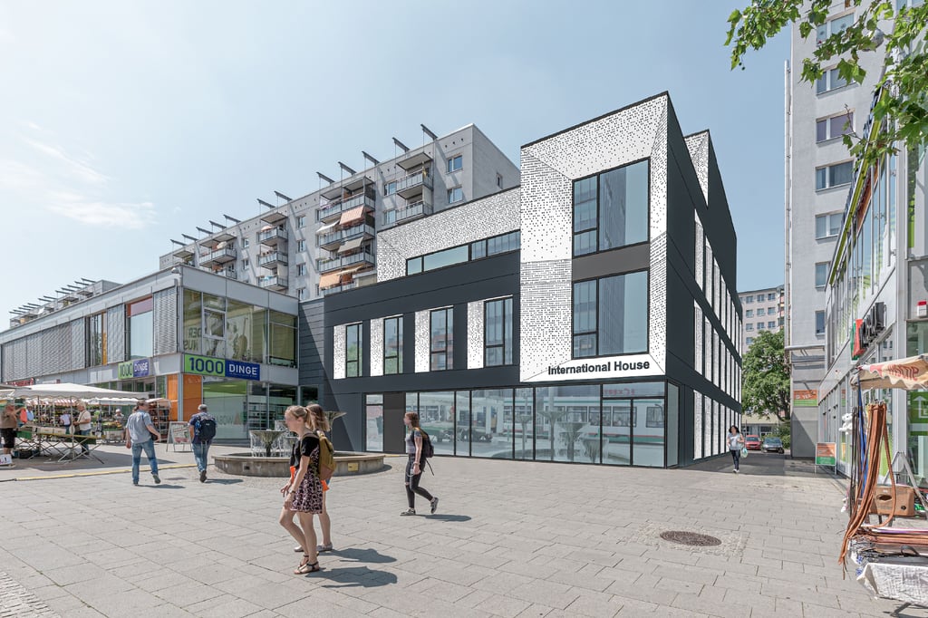 So soll das künftige "Internationale Haus" im Nordabschnitt des Breiten Wegs in Magdeburg aussehen.