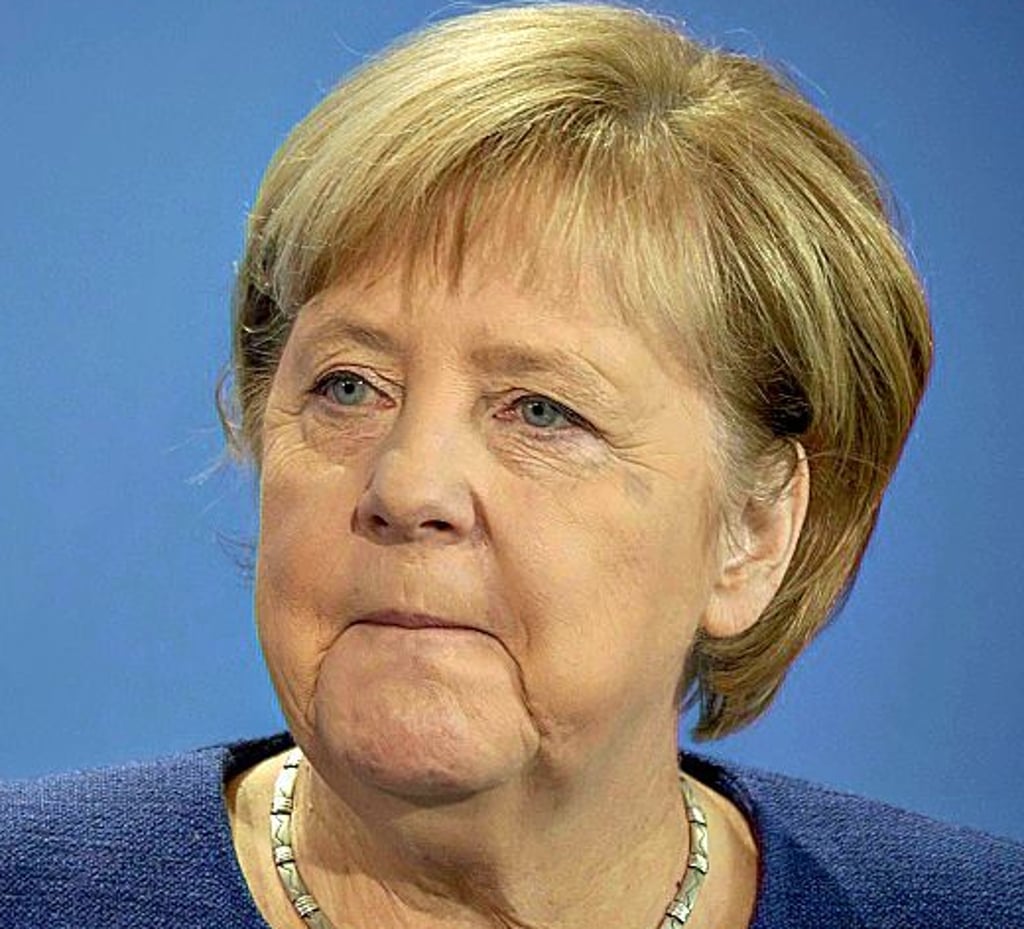 Bundeskanzlerin Angela Merkel gestern auf einer Pressekonferenz.AFP