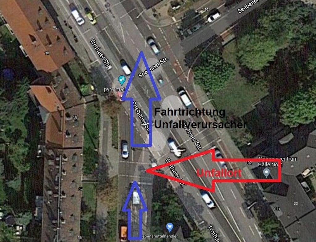 Im Kreuzungsbereich Seebener Straße / Trothaer Straße in Halle ist es im August zu einem Unfall mit Fahrerflucht gekommen.