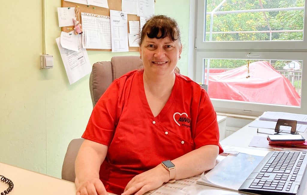 Yvonne Streblow, Pflegedienstleisterin bei der AWO, in ihrem Büro in Köthen.