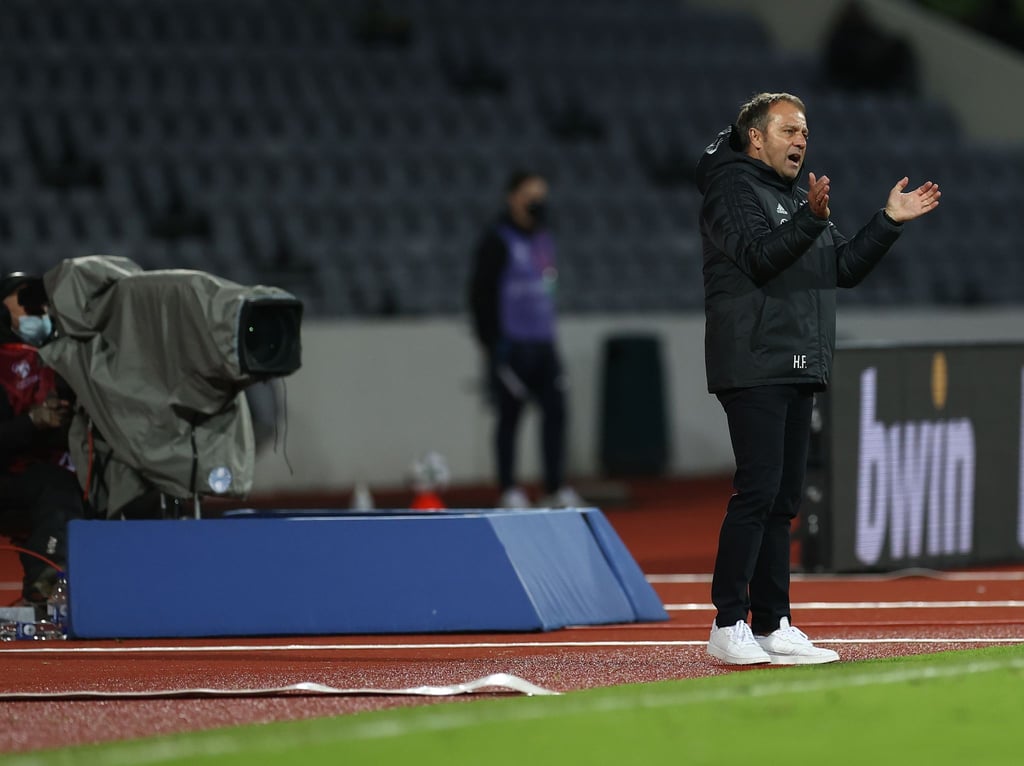 Bundestrainer Hansi Flick trieb seine Mannschaft in Island an.