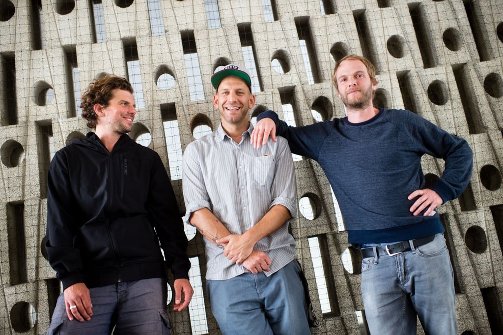 Rüdiger Linhof (l-r), Florian Weber und Peter Brugger von der Indie-Rock-Gruppe Sportfreunde Stiller.