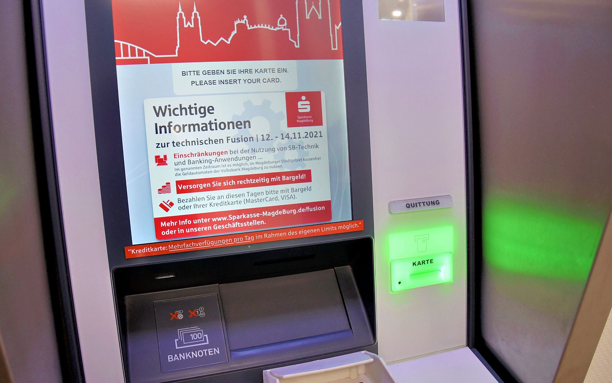 Sparkasse Magdeburg drei Tage lang außer Betrieb
