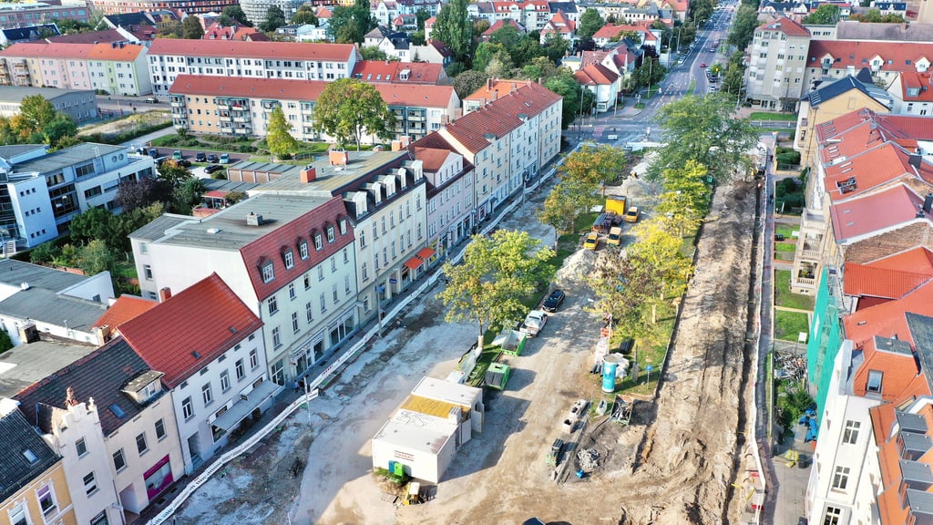 Blick auf die Baustelle Albrechtsplatz.