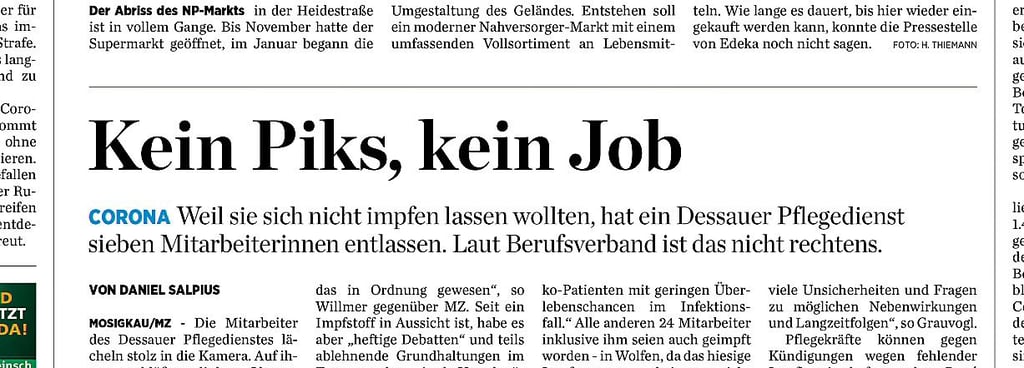 So berichtete die MZ am 20. Januar 2021