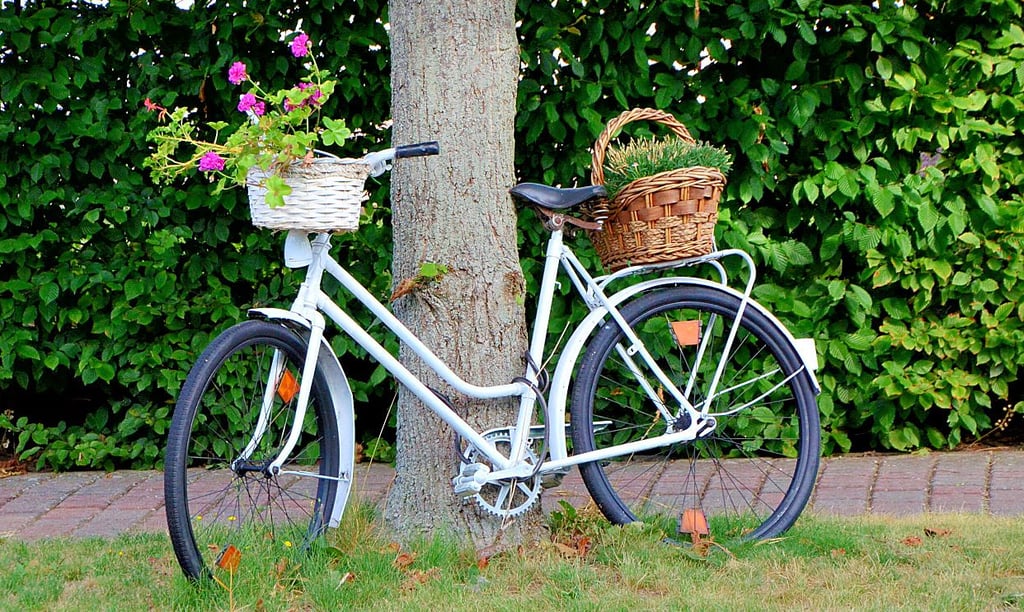 Ein Blumenrad in Zethlingen ist zwar weiß lackiert, ist aber kein Ghostbike, sondern ein fröhlicher Hingucker.