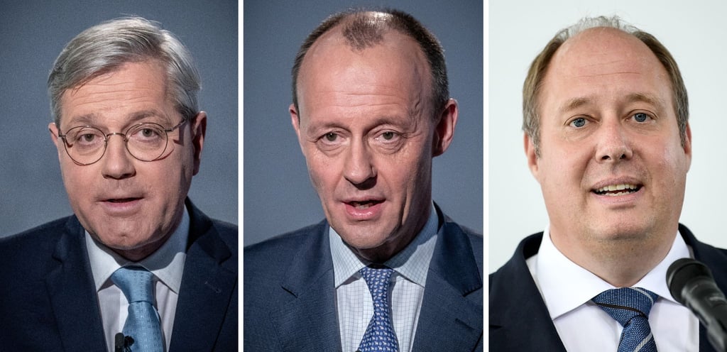 Eine Bildkombo zeigt Norbert Röttgen (l-r) Friedrich Merz und Helge Braun. (Archivbild)