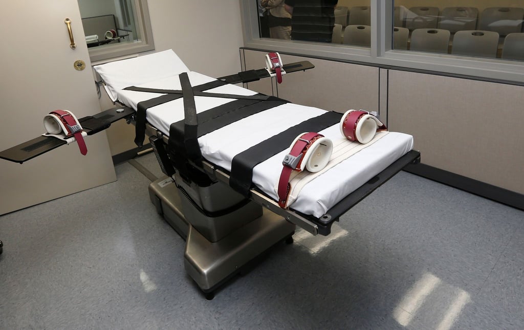 Eine Trage steht in der Hinrichtungskammer des Oklahoma State Penitentiary.