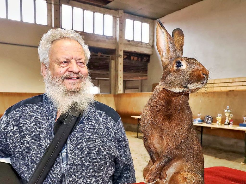 Lothar Lehmann hatte den besten Hasen bei der Ausstellung in Hohlstedt