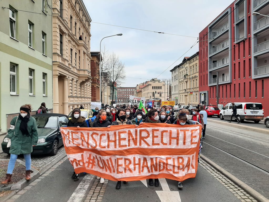 Demonstration gegen EU-Flüchtlingspolitik in Halle