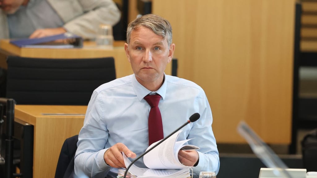 Björn Höcke, Fraktionsvorsitzender der AfD, im Plenarsaal des Thüringer Landtages.