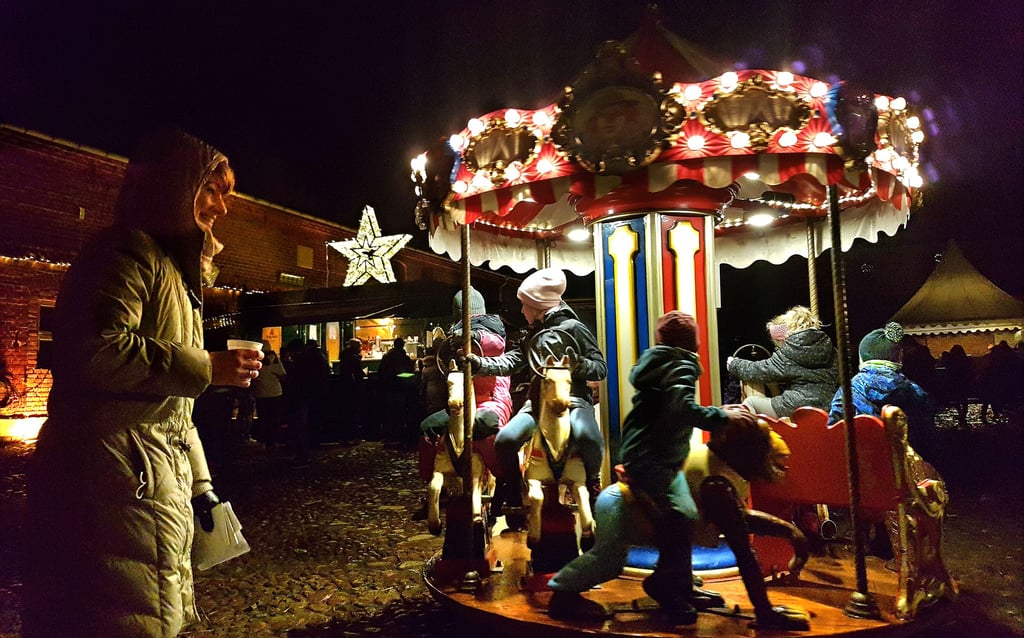 Das Karussell beim „Advent im Hof“ in Boock war heiß begehrt. Die nostalgischen Figuren erfreuten auch die Großen.