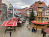 Wenig los: Blick über den Quedlinburger Weihnachtsmarkt am Donnerstagmittag.