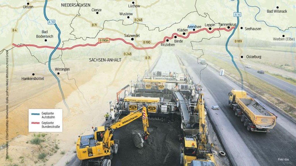 Die dreispurige B 190n war als Zubringer für die künftigen Autobahnen A 14 (Sachsen-Anhalt) und A 39 (Niedersachsen) geplant.