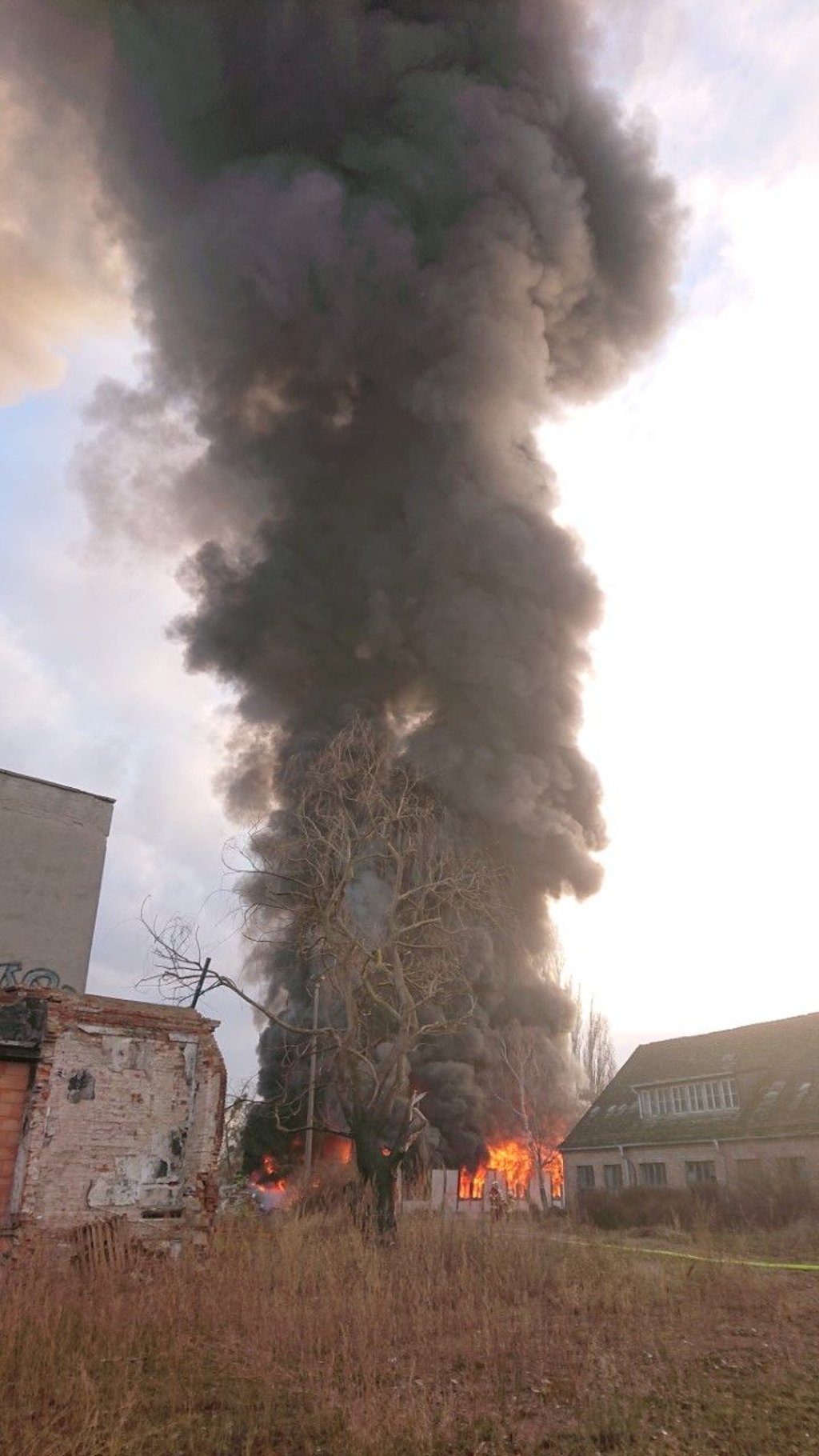 Die Einsatzstelle beim Eintreffen der Feuerwehr.