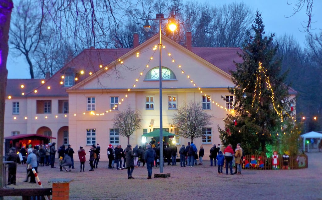 Vor dem Gutshaus herrschte weihnachtliche Stimmung, zu der auch der Auftritt der Zörbiger Schülerbenand „Lifve“ beitrug.