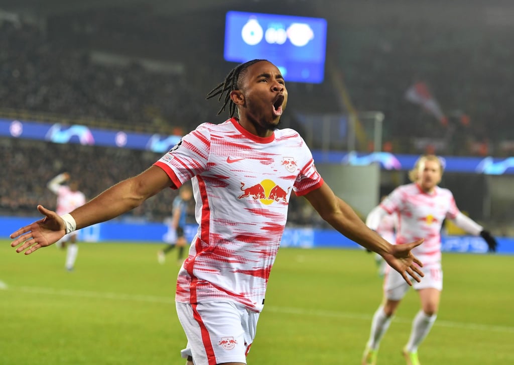 Christopher Nkunku jubelt nach seinem Tor zur 1:0-Führung in Brügge.
