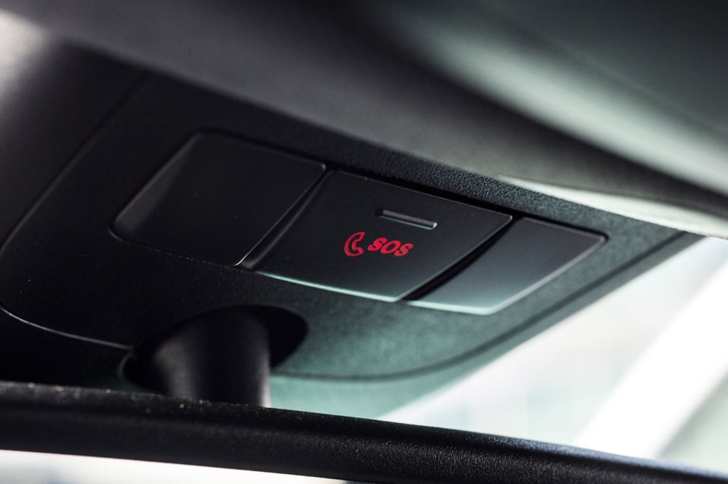 Die Notruftaste für den E-Call findet sich entweder am Dachhimmel oder in der Mittelkonsole.