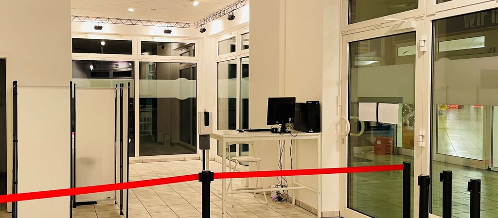 Eingangsbereich des neuen Testzentrums am Altmarkcenter.