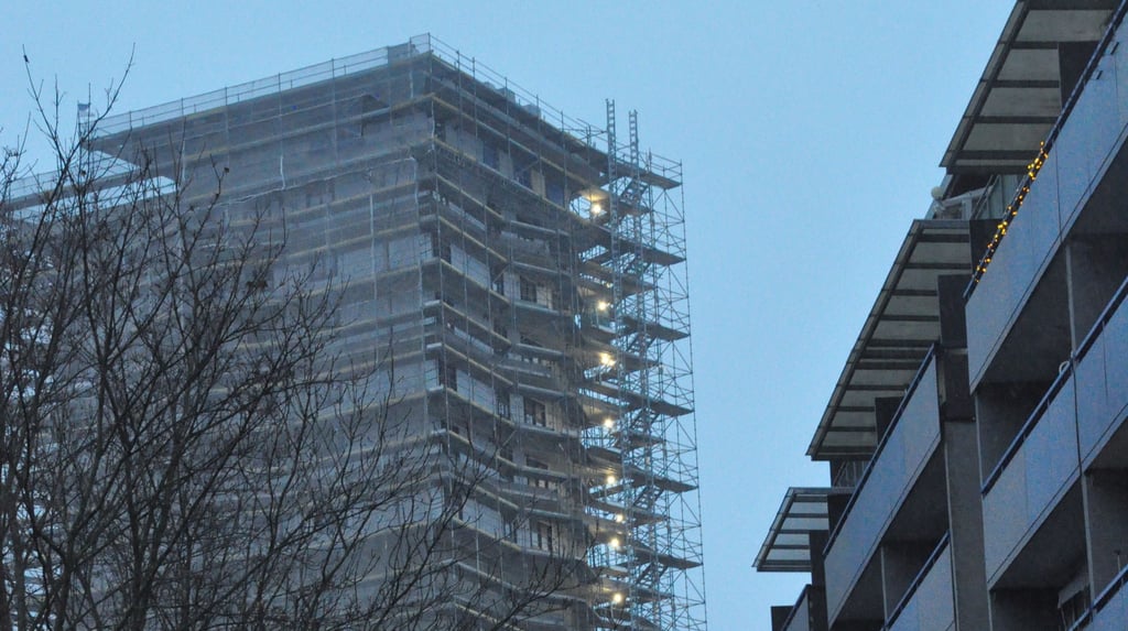 Blick auf die Baustelle der Langen Luise in Magdeburg.