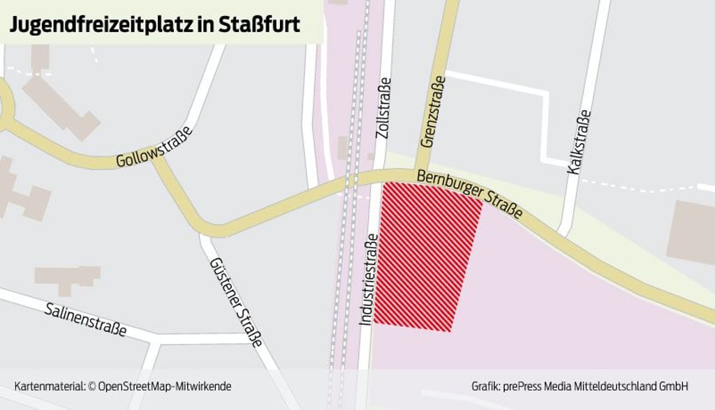 Die Stadt Staßfurt und die Jugendlichen haben eine Fläche im Gewerbegebiet an der Bernburger Straße für einen Jugendfreizeitplatz im Blick.