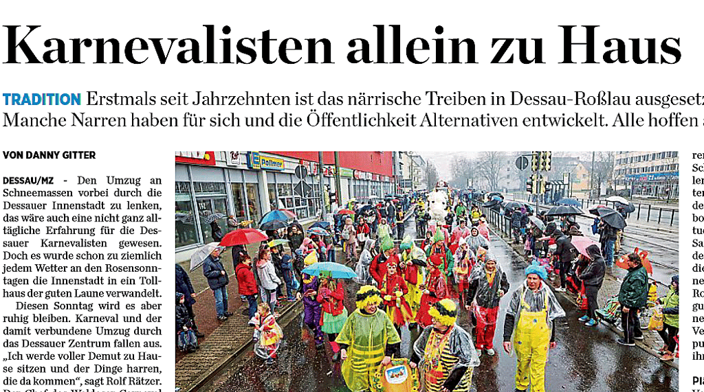 Das „Aus“ für den Rosen-Sonntags-Umzug in Dessau im Februar 2021.
