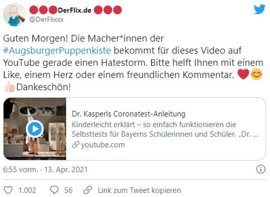 Die Befürworter des Erklärvideos fordern auf Twitter Unterstützung.