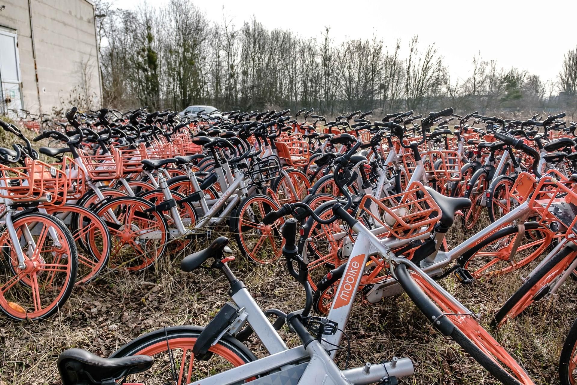 Viele Fahrräder lagern im Zschornewitzer Kraftwerksgelände.
