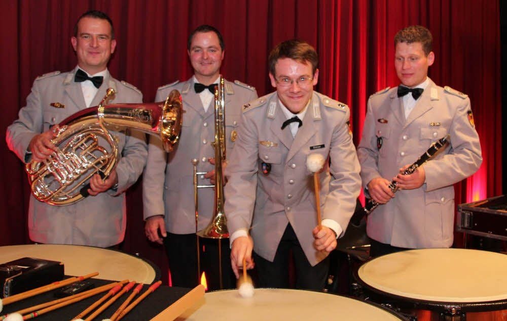 Der „Burgenlandexpress“ des Musikkorps: Marcel Gaudig, Thomas Schumann, Karsten Stützer (alle Schönburg) und Sebastian Gaudig (Flemmingen) v.l.