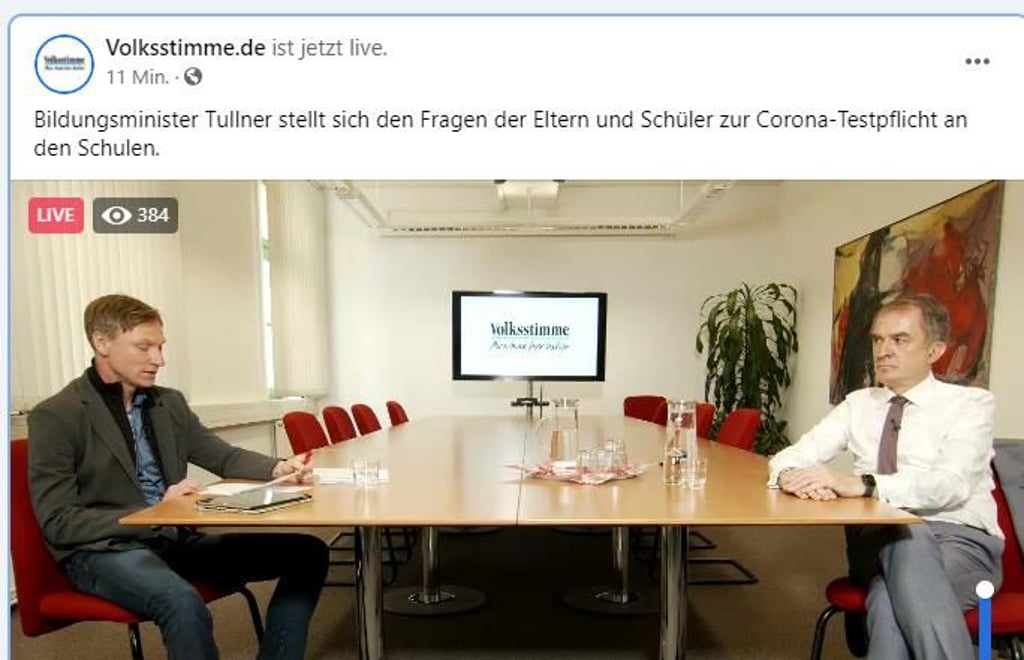 Marco Tullner (r.) und Alexander Walter im Gespräch auf Facebook-Live