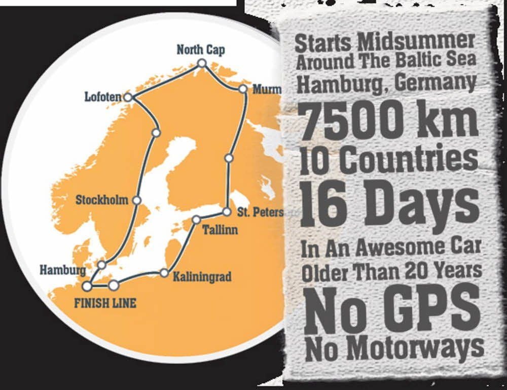 Auf der Werbung der Veranstalter sind die ungefähre Route und die Bedingungen eingezeichnet. Welche Straßen und Wege die Teilnehmer dann im Detail nehmen, ist ihnen überlassen.