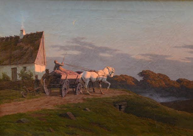 „Später Aufbruch“ heißt das Gemälde von Carl Frederik Bartsch, das Teil der Ausstellung „Dänische Malerei 1830-1910 ist“.