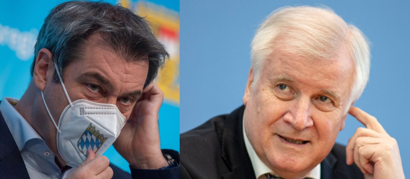 CSU-Chef Söder (l.) und Innenminister Seehofer (CSU) sind nfür ein stärkeres Eingreifen des Bundes in der Corona-Pandemie.