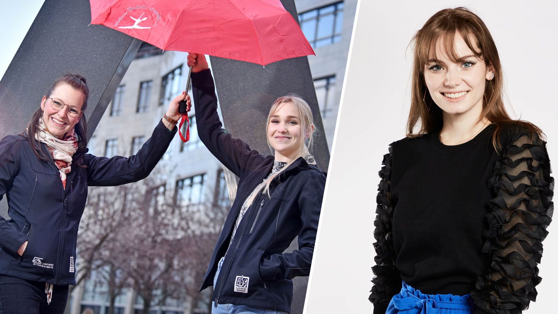 Vereint unterm Wolfener Ballettschirm: Julia Mensch (l.) und Elisa Gotzmann fiebern jede Woche mit ihrer Freundin Luca Vanak (r.) mit.