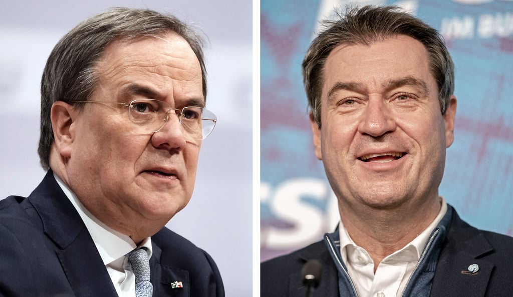 Armin Laschet, Ministerpräsident von Nordrhein-Westfalen und neuer CDU-Vorsitzender, und Markus Söder (r), Ministerpräsident von Bayern und CSU-Vorsitzender.