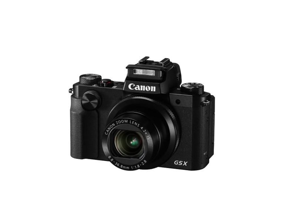 Im «Höcker» für den elektronischen Sucher der G5 X hat Canon noch Platz für einen kleinen integrierten Blitz gefunden. Foto: Canon