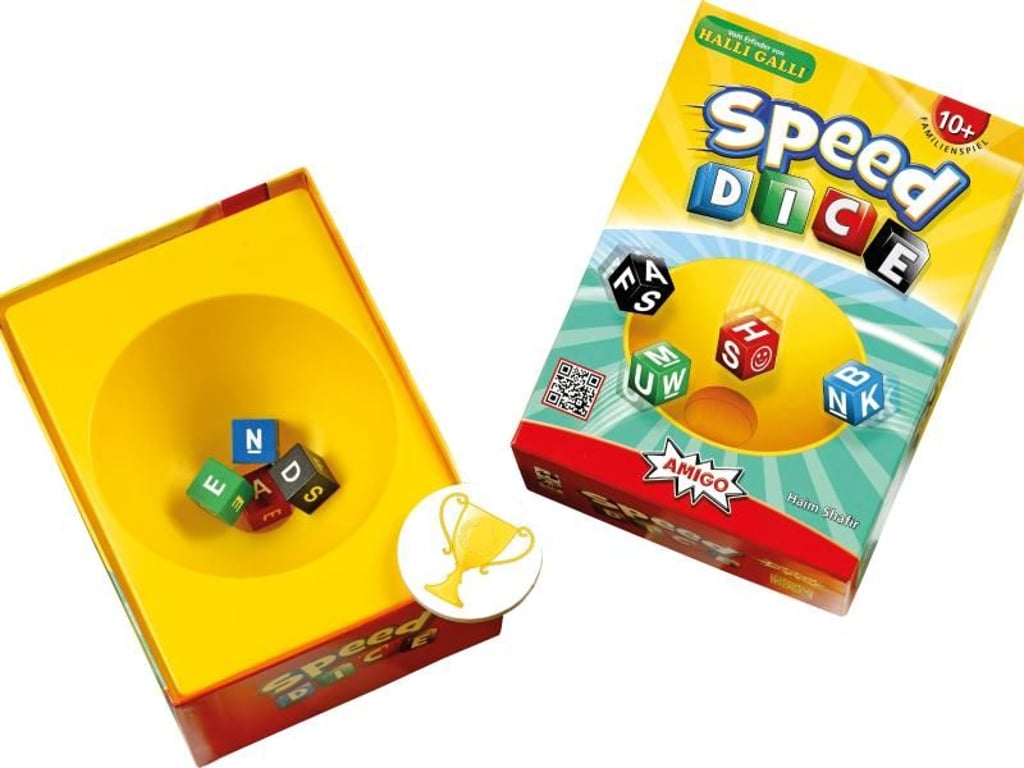 Buchstaben würfeln, schnell denken und Wörter legen - darum geht es bei «Speed Dice» von Amigo. Foto: AMIGO Spiel + Freizeit GmbH