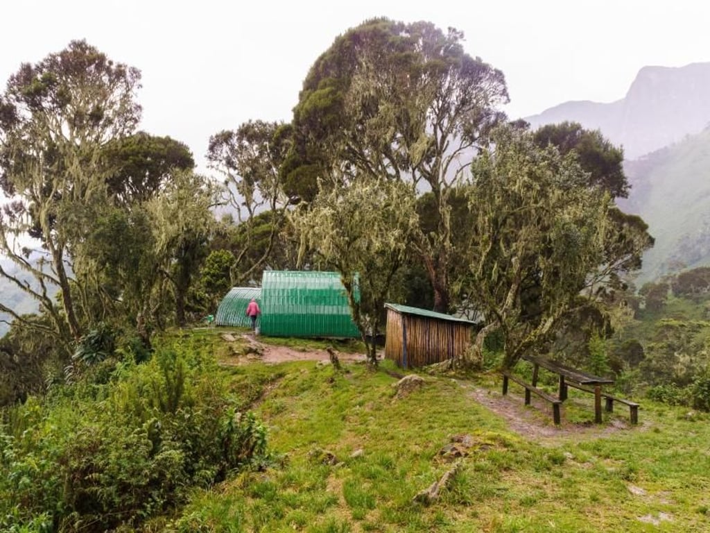 Das Kalalama Camp in rund 3000 Metern Höhe ist der erste Lager auf der Tour auf dem Kilembe Trail. Wer nicht gleich bis hier aufsteigen will, kann weiter unten am Berg in der Sine Hut übernachten. Foto: Philipp Laage