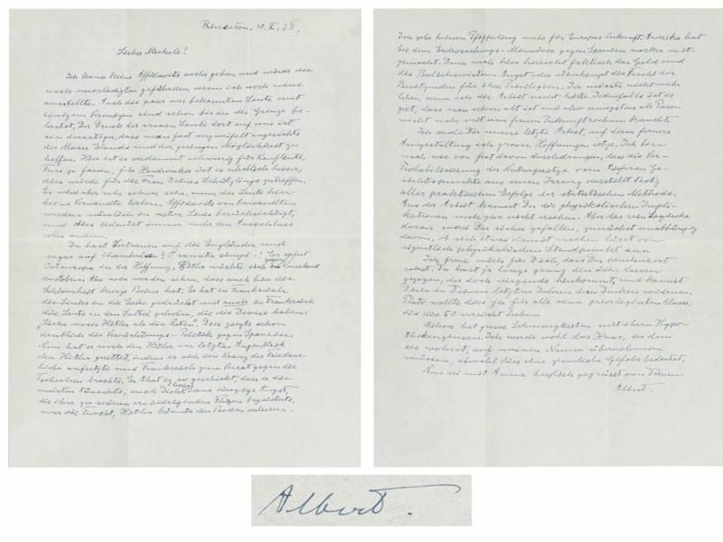 Einstein schrieb mit der Hand an seinen langjährigen Freund Michele Besso in der Schweiz. Foto: Yves Gerard/Nate D. Sanders Auctions